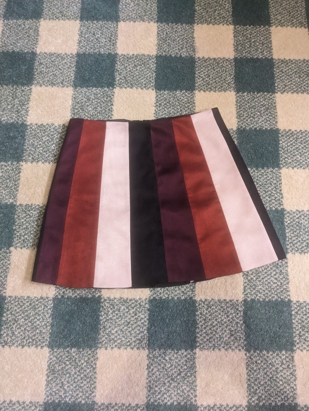 Forever 21 Retro Inspired Patchwork Striped Earth Tone Mini Skirt Size Small